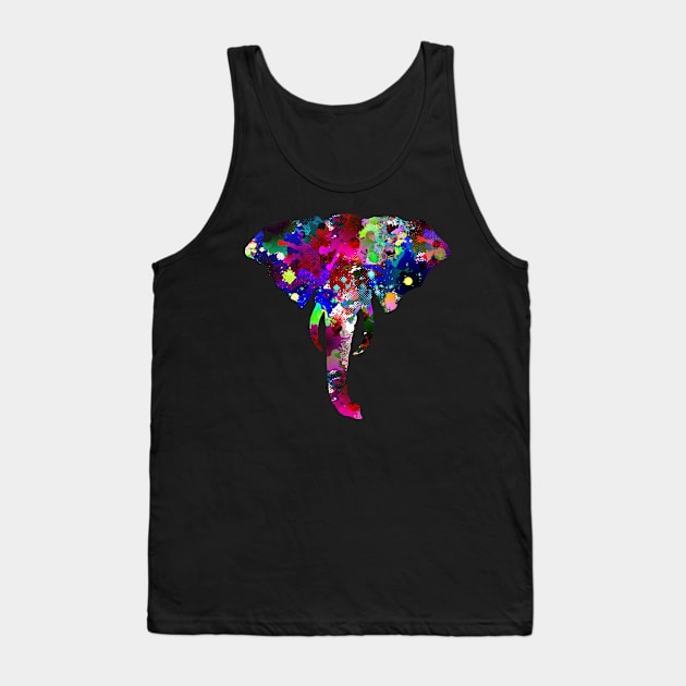 Paint Splatters Elephant Head Tank Top by 4Craig